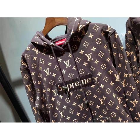 louis vuitton x supreme brown hoodie